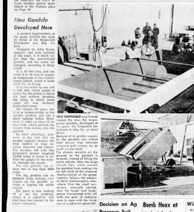 Newspaper article titled New Gondola Developed Here